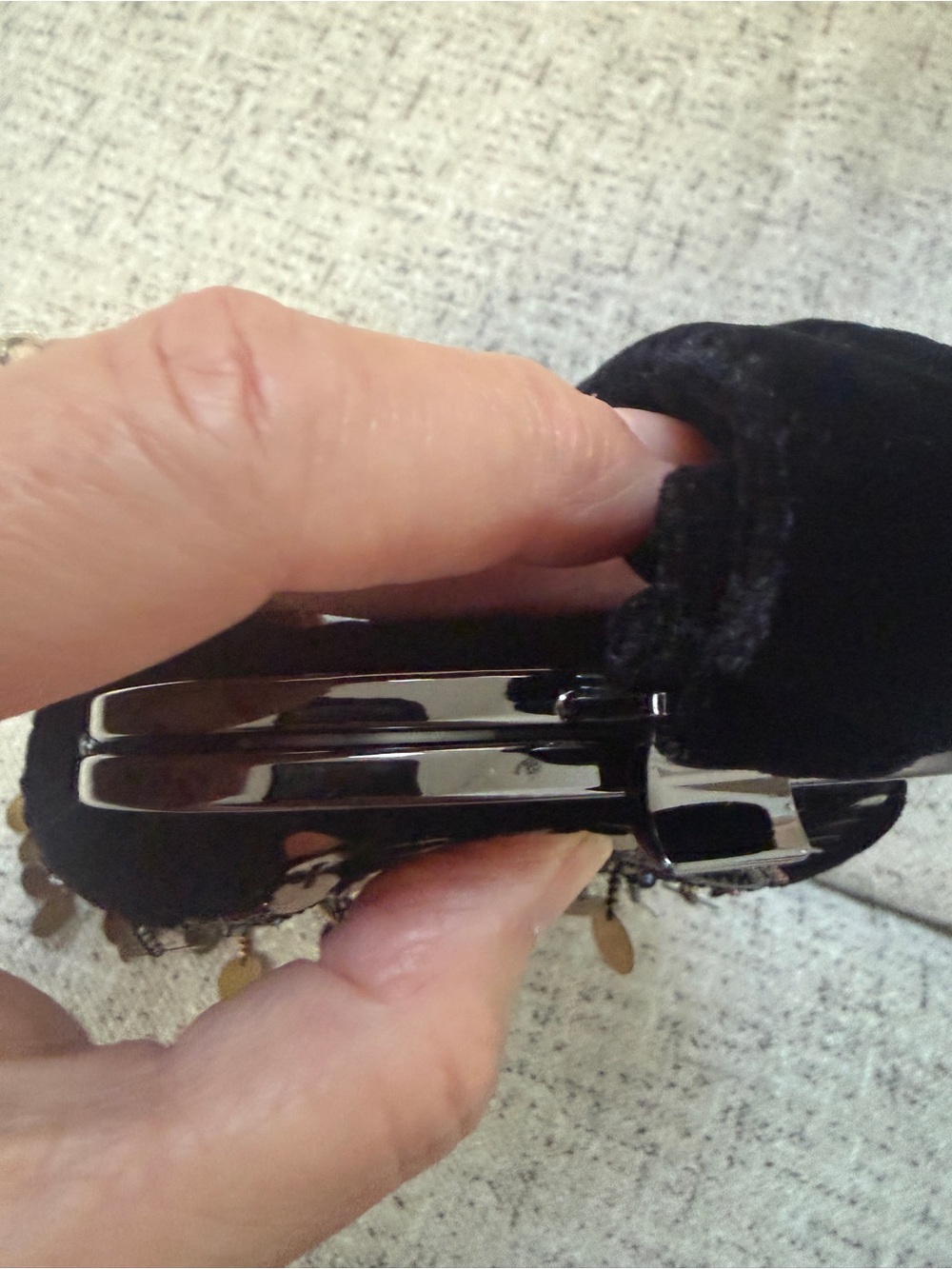 next Black Velvet Wristlet Clutch with Gold Sequins - Picture 9 of 9